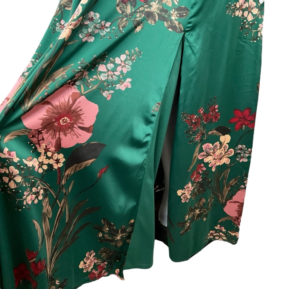 NWT Lulus Still the One Emerald Green Floral Print Satin Maxi Dress S - Picture 5 of 9